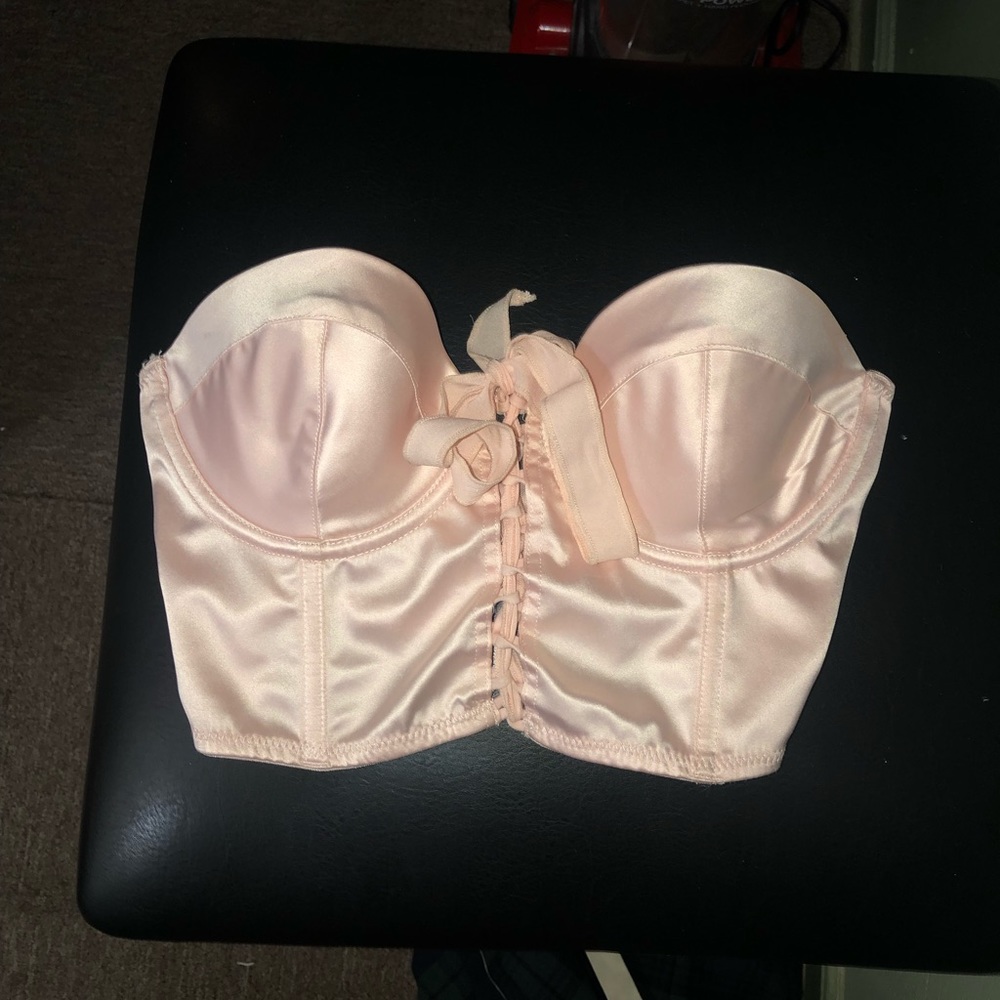 powder baby pink bustier corset bralette top